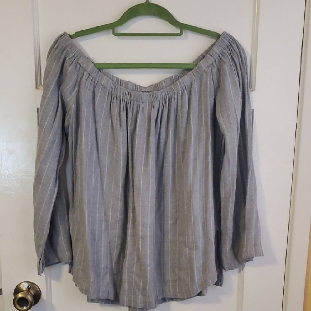 Cloth & Stone Gray Relaxed Smocked Tunic